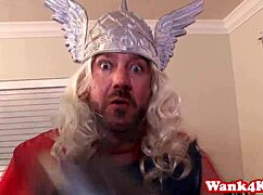 Superhero Cosplay Babe in Four-Way Double Penetration Facial