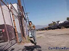 Tattooed Babe In Blowbang Gobbles Black Dongs!