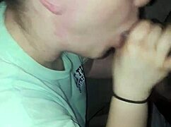 White milf slut sucks big black cock orally.