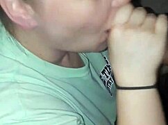 White milf slut sucks big black cock orally.