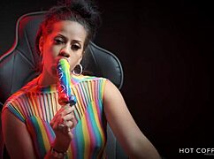 Sexy latina sucks huge dick lollipop and makes you cum with dirty talk!