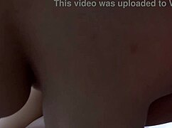 Hey, that asian coed with natural big boobs is riding a monster cock like crazy