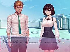 hgame schoolgirl gives blowjob and masturbates