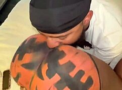 ebony babe gets her big ass licked and creampied