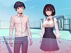 hgame schoolgirl gives blowjob and masturbates