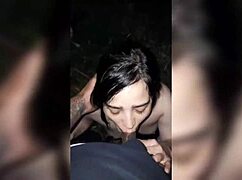 fat latina gives blowjob to friends on walk