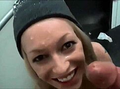 The horny blonde amateur hottie eagerly takes two facials in this intense sex scene.