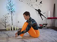 Yoga Lesson 345: Shaved Babe Guides With Small Tits and Big Ass