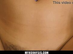 stepbrother tricks stepsis into sucking dick for throat workout. myhornysis films it all.