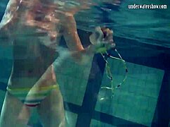 new teen 18+ enjoys bathing in bikini at beach underwater shower 😊