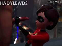 Helen parr delivers rooftop handjob in this animated scene!