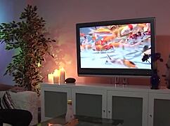 Three Guys Boldly Fuck Maid in Cowgirl, Cumming on Her Pretty Face