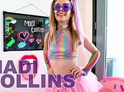 petite madi swallows huge cock load effortlessly