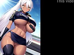 Racing girls show big tits in AI hentai!
