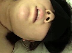 Japanese couple enjoys missionary blowjob and creampie orgasm