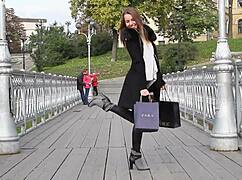 Housewife Hot Brunette Masturbates With Chocolate!