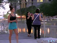 Amateur teen babe toys her pussy in public for first time