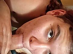 She rebels during deep throat ball licking sucking