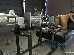 Busty Babe Explodes on Wild Fucking Machine