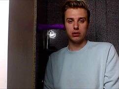 Model Twink Gags on Deepthroat Blowjob Action