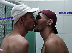 How does the party at friends' house end? With gay bareback fucking!