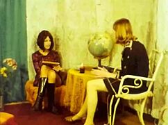 vintage swinging london threesome unfolds with hairy retro group action.