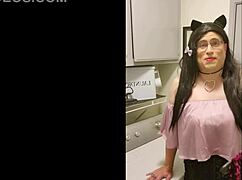 Mature transsexual brunette shops for crossdressing items