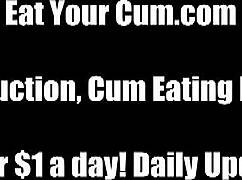 eat your cum for me you little slut in this cei humiliation