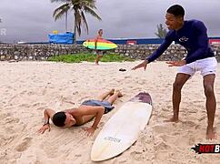 Fucking the naughty surfer's ass in POV.