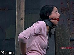 Whipping Naked Hairless Pussy In Femdom BDSM Fucking