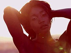 ebony beauty mimi desuka from cameroon undresses in a pool for playboy photoshoot