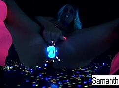 samantha saint gets off in super hot black light solo
