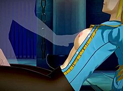 blonde girl zelda rides him in cowgirl, licking and making him cum hard