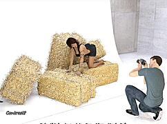 sexy brunette shows big fake boobs in city