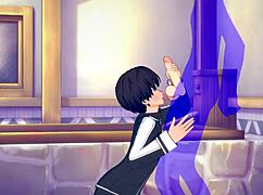 Kirito getting a hot blowjob with cumshot in mouth, loving this Sword Art Online yaoi action