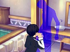 Kirito getting a hot blowjob with cumshot in mouth, loving this Sword Art Online yaoi action