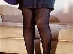 just peeing in shiny pantyhose for fun