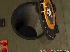 Horny lesbian blonde in restraints takes strap-on hard