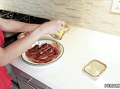 Stepmom sucks with breasts out 😍