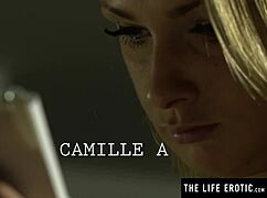 wow, my sexy blonde is watching her horny lesbian girlfriend touch herself!