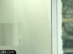 European Model in Glamour Scene Bounces Classily on Partner with Small Tits