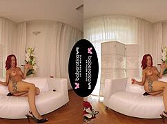 Solo milf with tattoos Red Fox masturbating sensually in VR experience