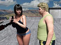 Cheating wife fucks fat boy neighbor in animated game