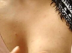 latina touching herself in grandmother's living room