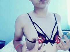 Young gay guy touches himself hotly in his room 😏