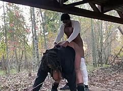 beautiful outdoor scene where he nuts and keeps going with monster cock