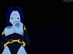 Raven with big thighs gives joi and facial in dark forest. teen titans gets wild outdoors.