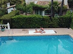 i lick her big tits while she rides me cowgirl on the rooftop, spanking her rough