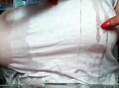 Busty Milf Wetting My T-Shirt Without Bra And Get Orgasm By Pierced Nipples Playing