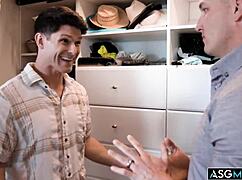 brock kniles n his gay in law devin franco sneak anal sex in the closet, kissing n ass to mouth